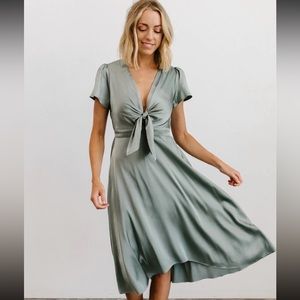 Poppy Satin Midi Dress- Eucalyptus NWT